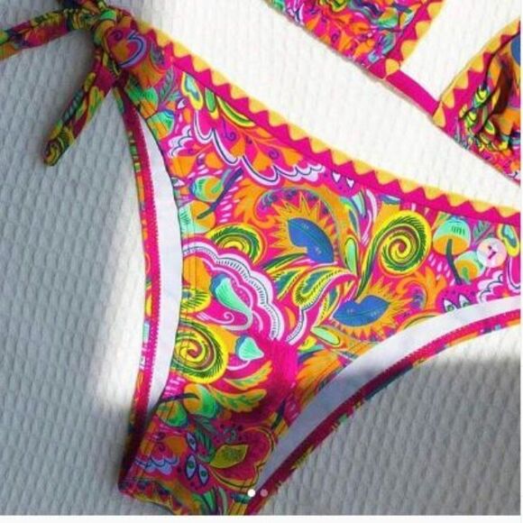 💲6️⃣ Bundled ✔️Batik Bikini Bohemian | Beach Basics sz Small Pink Multi color - Picture 4 of 10